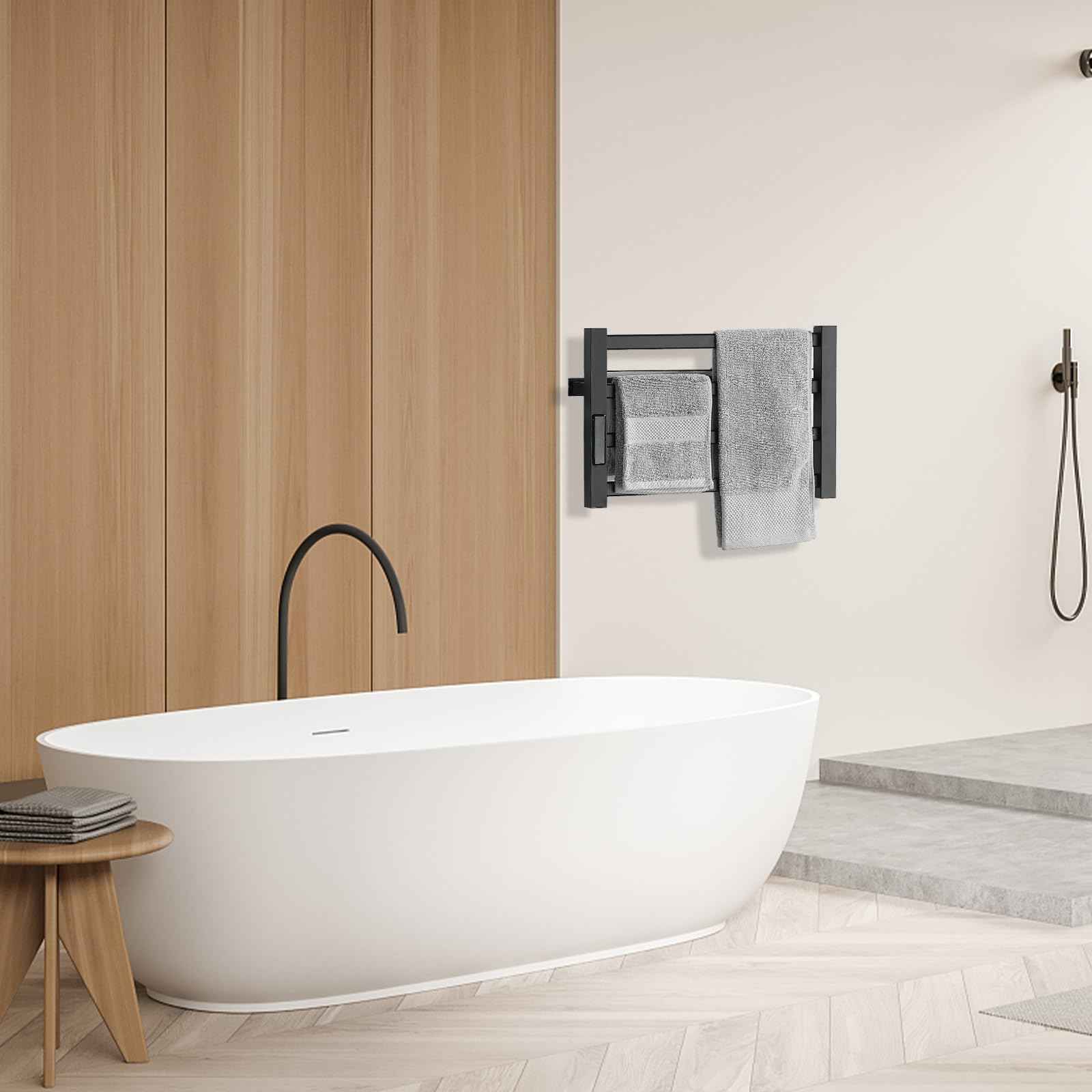 Heated Towel Rack，Towel Warmer with Built-in Timer, Stainless Steel Electric Towel Dryer Wall-Mounted Bath Heater