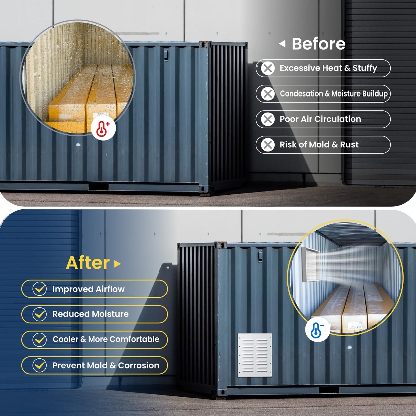 2 Pack Shipping Container Vent, Heavy Duty Air Vent for Container with Metal Mesh, 11.26"x14" Container Vents for Container Houses，Storage Units, Living Containers,Conex Boxes