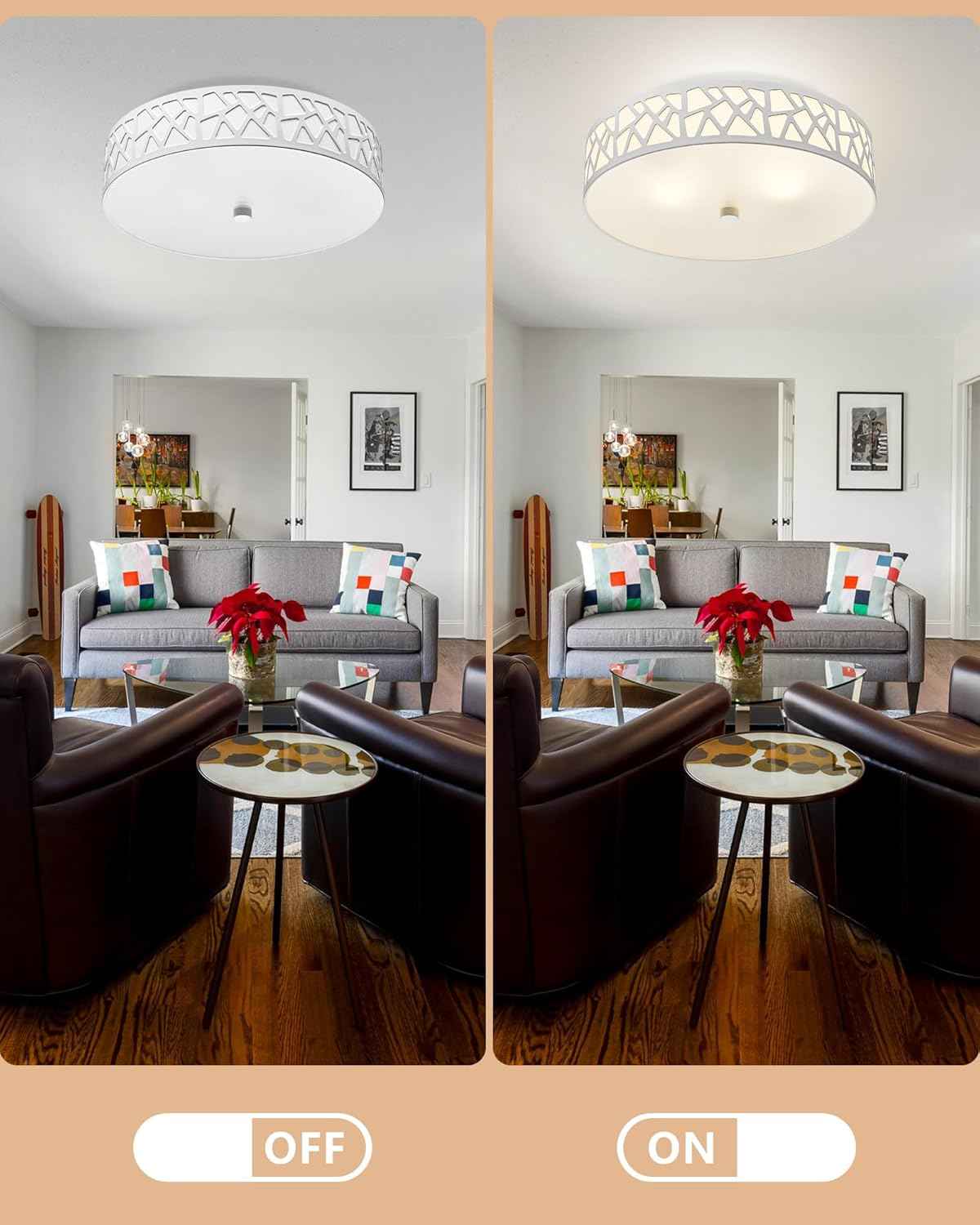 Flush Mount Ceiling Light Fixture 2-Pack - 12-Inch Oil Rubbed Bronze with Frosted Glass Shade for Bedroom, Hallway, Kitchen, Bathroom