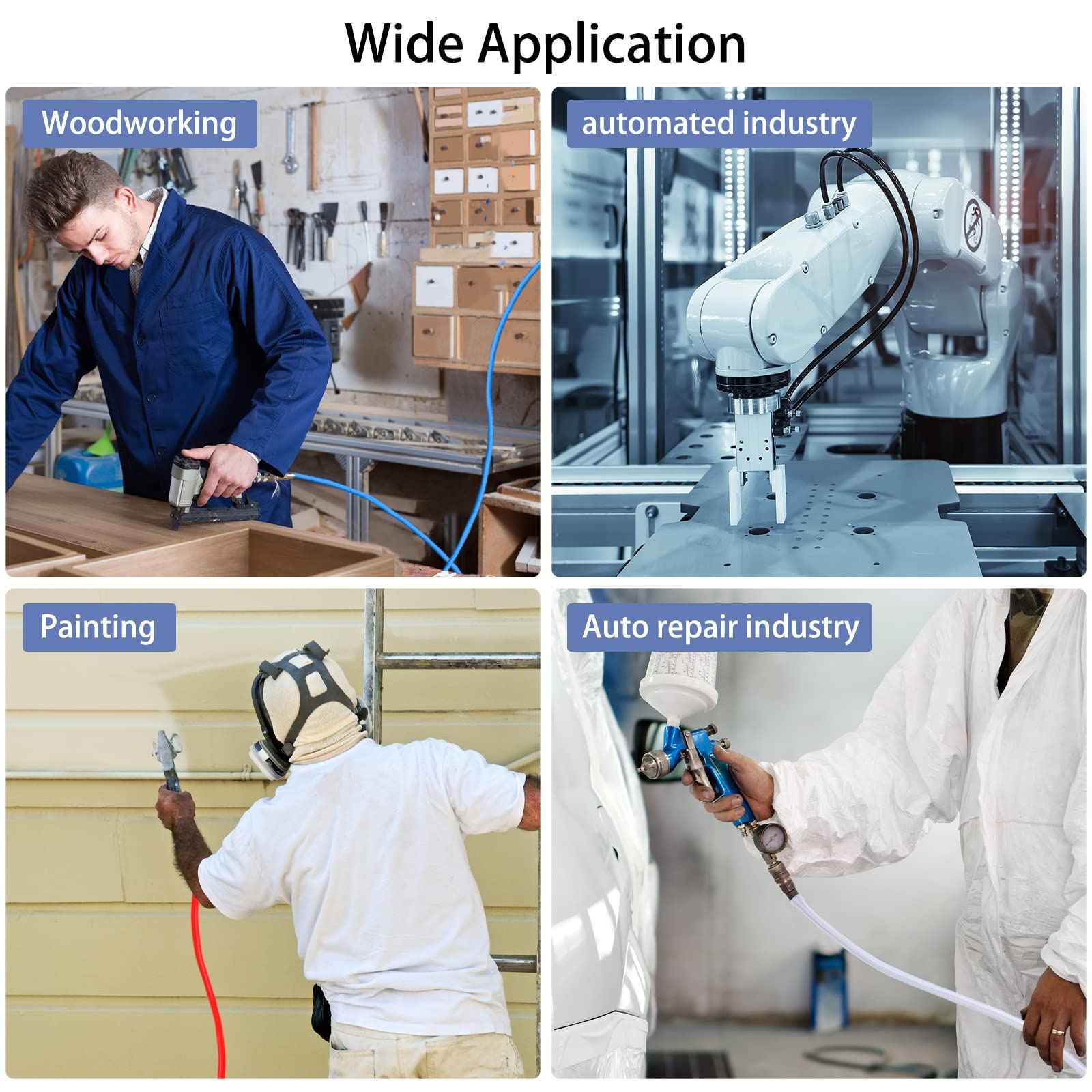 VerRich Pneumatic Tubing Pipe Pu Hose,Blue 10mm OD x 6.5mm ID 262 FT 80 Meters PU Air Hose Line Tube for Air Compressor Transfer