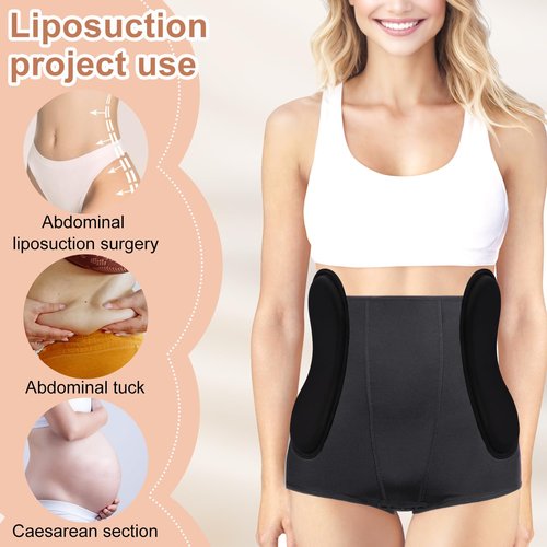 Lyreh 2pcs Abdominal Side Compression Boards, 11.81x5.51x0.47in Sponge Material Lipo Foam Lateral Protectors for Post Surgery Recovery Waist Filling Skin Anti-Sagging(Black)