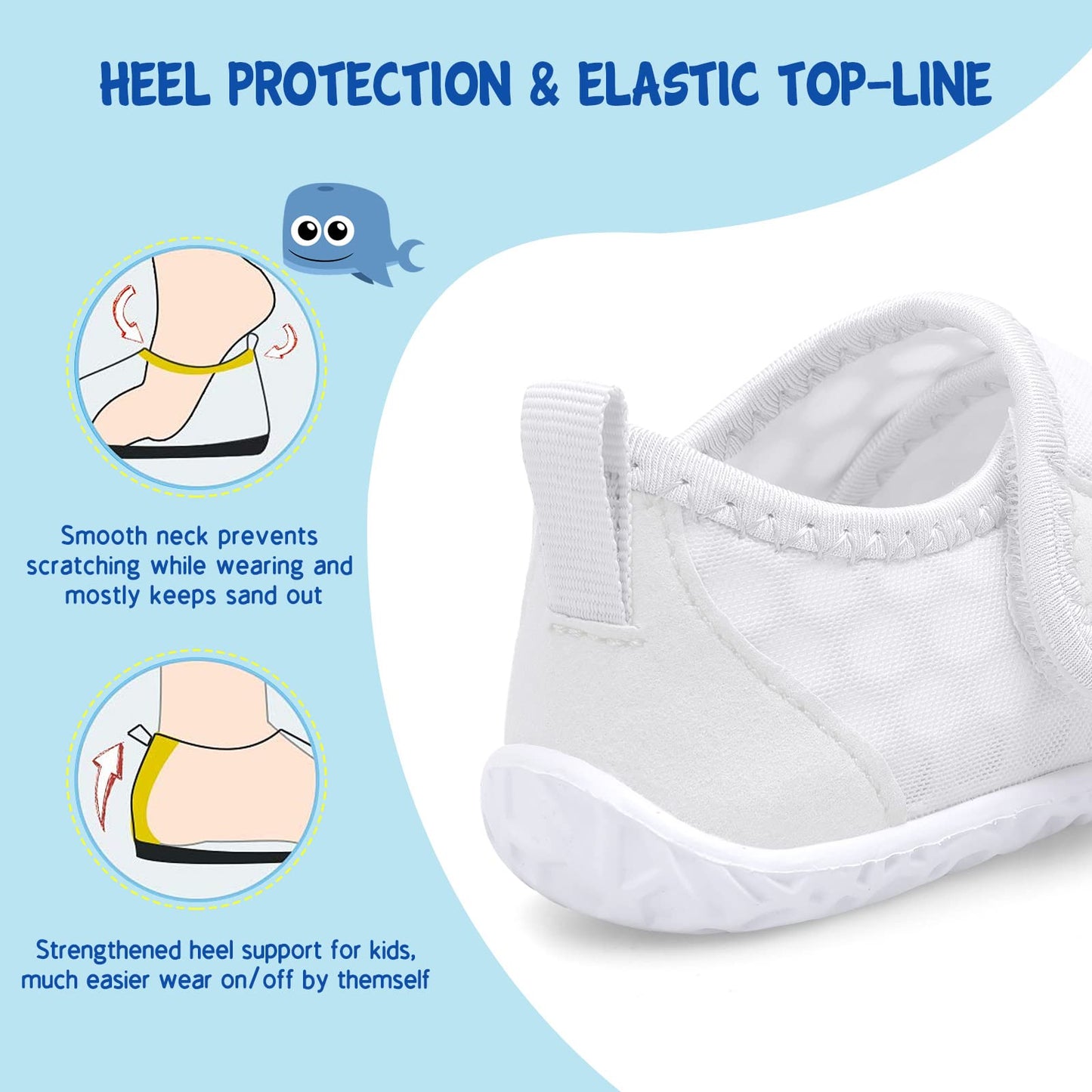 LeIsfIt Kids Water Shoes Toddler Girls Boys Swim Shoes Outdoor Quick-Dry Breathable Aqua Socks for Beach Pool Surf, White, 12 Little Kid
