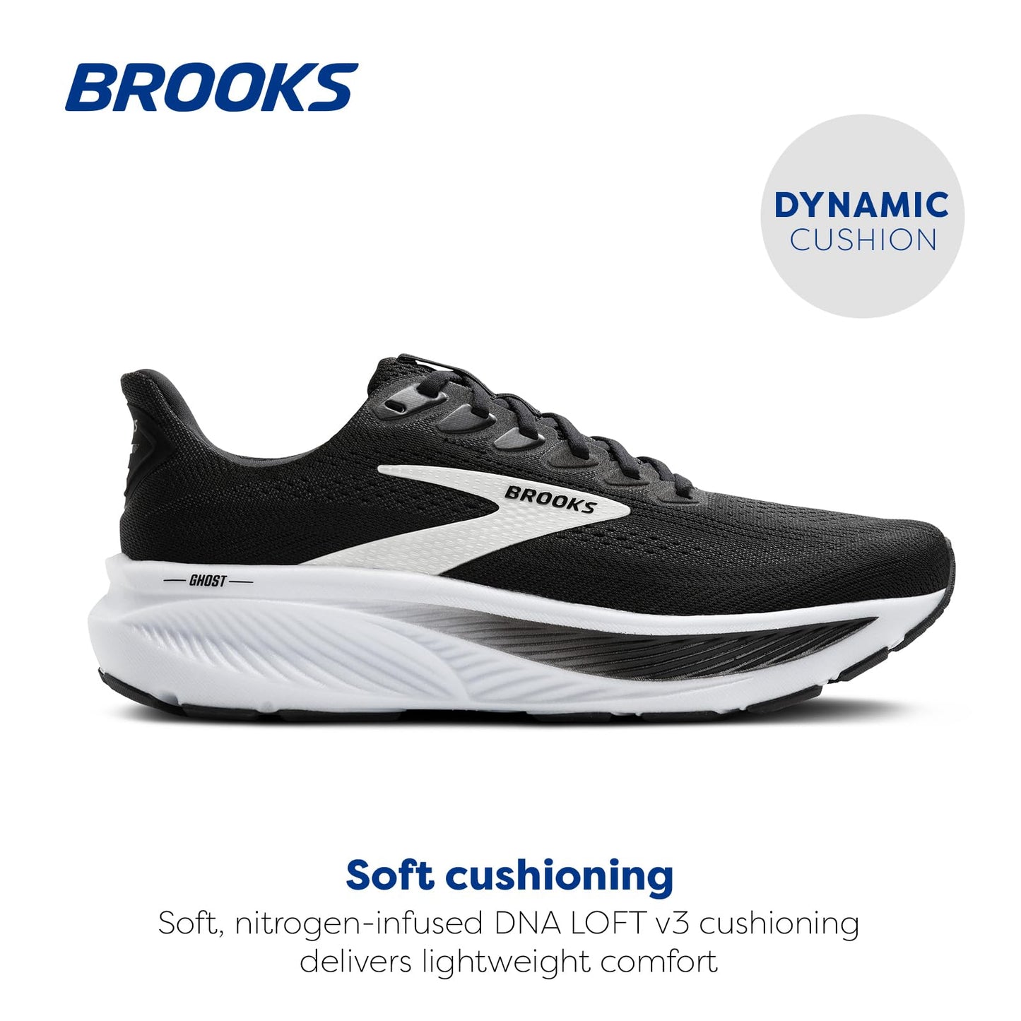 Brooks Women’s Ghost 17 Neutral Running Shoe - Black/Grey/White - 10 Medium