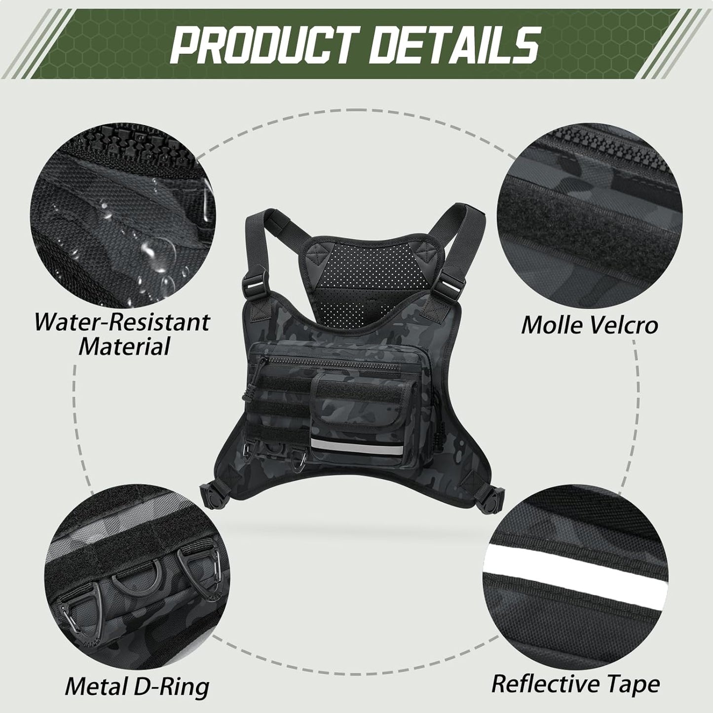 OCKLILY Chest Bag - Versatile Outdoor Sports Vest for Running, Cycling, Hiking | Unisex Design