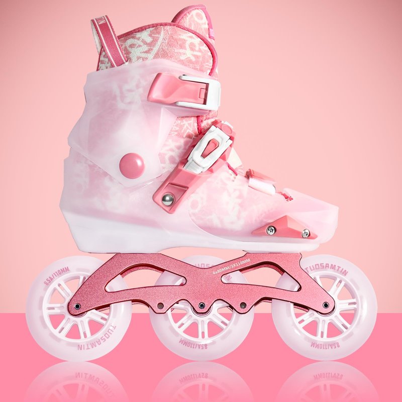 TUOSAMTIN Inline Skates for Women Adult and Girls, Adjustable Outdoor Inline Skates with 3 110MM Wheels (L(4-7US))