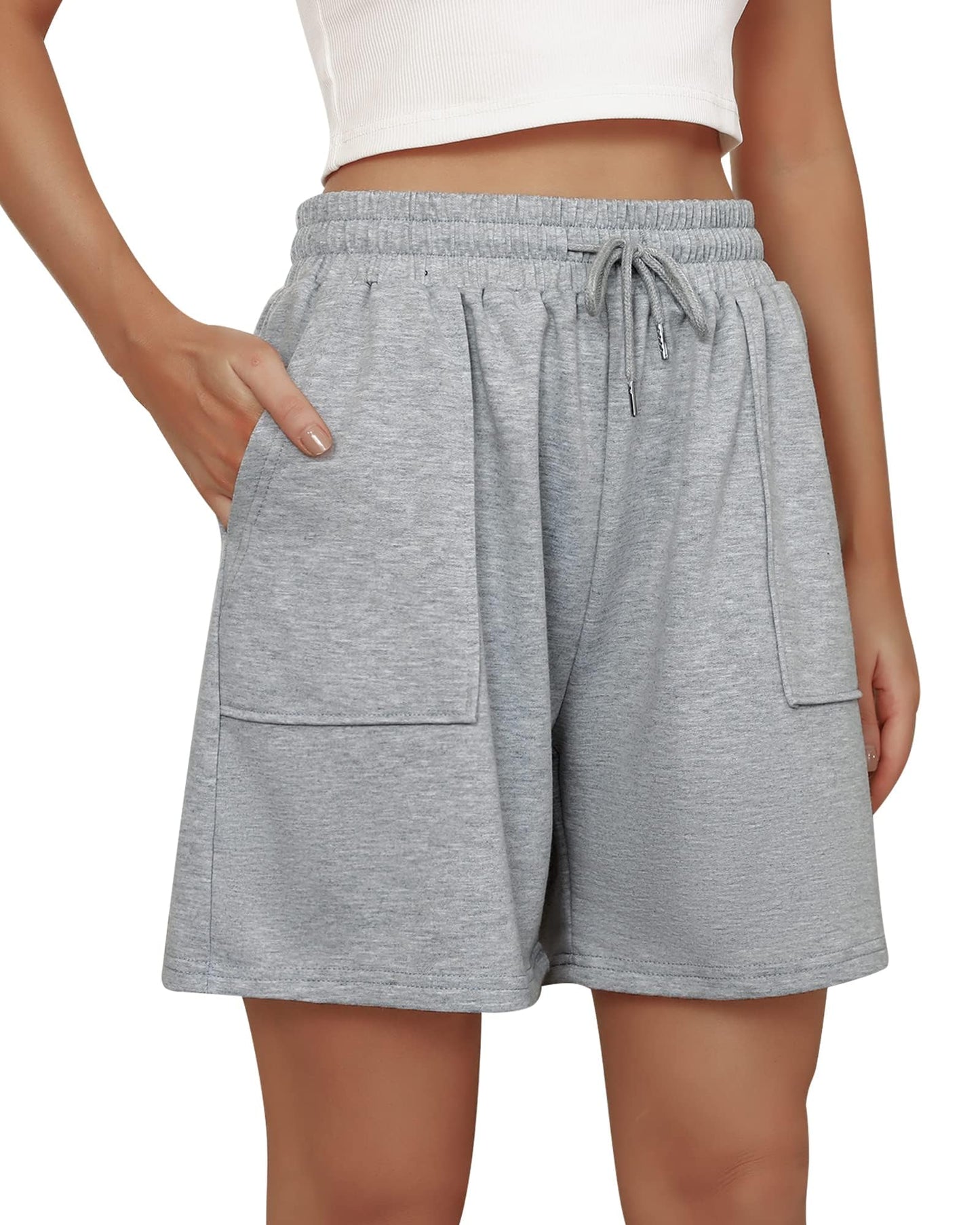 Women Lounge Shorts 7" Inseam Bermuda Shorts Workout Hiking Running Active Shorts for Teen Girls Grey XL
