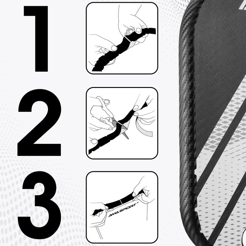 PICKLETECH Pickleball Edge Guard Tape - 3K PU Interwoven Texture - Paddle Head Edge Tape - Racket Edge Protection Tape -Fit Perfectly Curved Edge -No Wrinkling