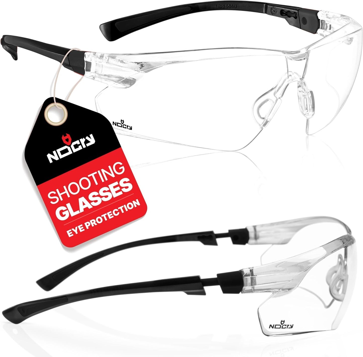 NoCry Shooting Glasses - Anti-Fog, Scratch Resistant Wraparound Lenses | ANSI Z87 Safety, Adjustable Fit