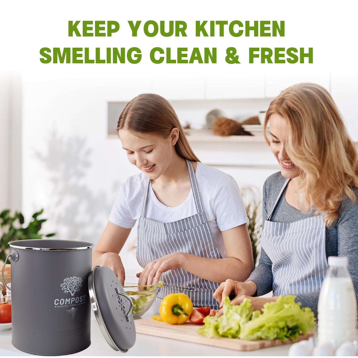 12 Pack - 6.7 Inch Round Compost Bin Charcoal Filters,Extra Thick Activated Carbon Charcoal Filters for Longer Lasting Odor Control, Fits Countertop and Home Bucket Kitchen Compost Bins (Refill)