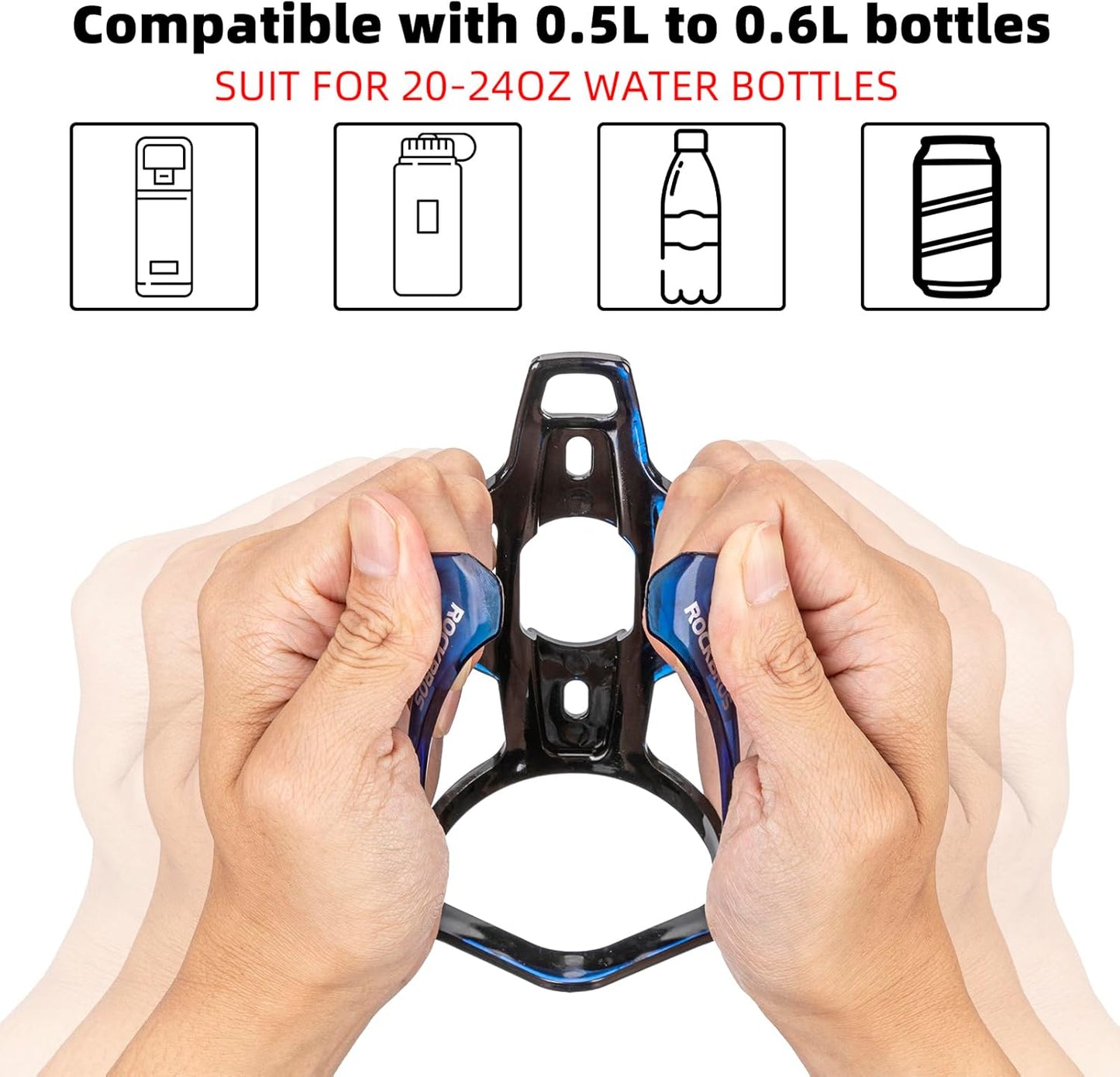 ROCKBROS Ultra-Light Bike Water Bottle Holder - Universal Bicycle Cup Cages with Screws | 2 Pack