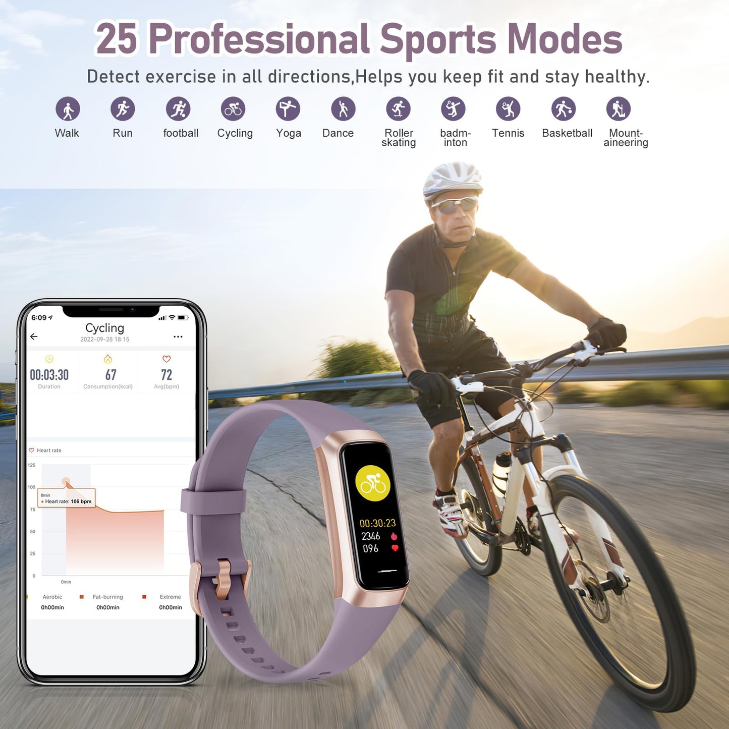 Zeacool Fitness Tracker with 24/7 Heart Rate,Blood Oxygen Blood Pressure Sleep Monitor, Activity Trackers 5 ATM Waterproof,Step Calorie Counter Pedometer Health Smart Watch for Women Men Dusty Purple