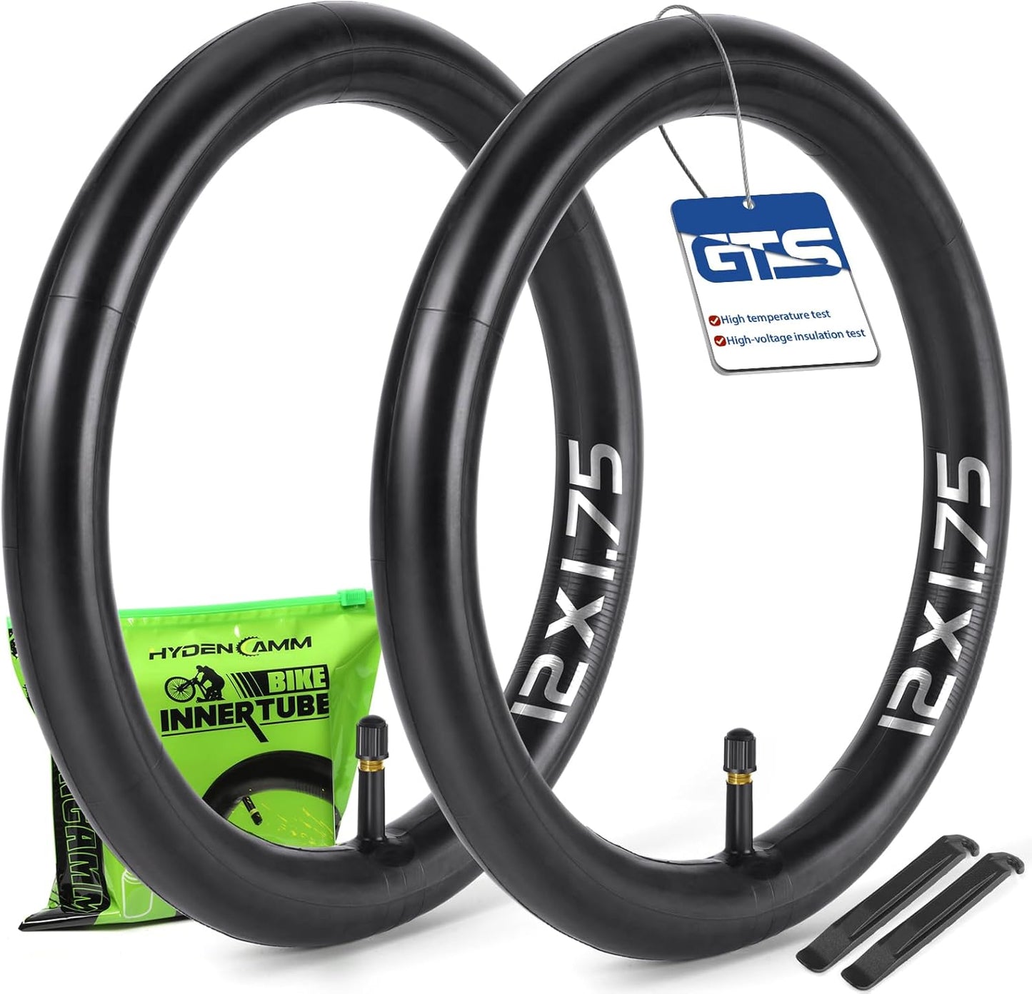 Reliable Bicycle Tube - 2 Pack 12" to 29" with 32mm AV Schrader Valve & Tire Levers