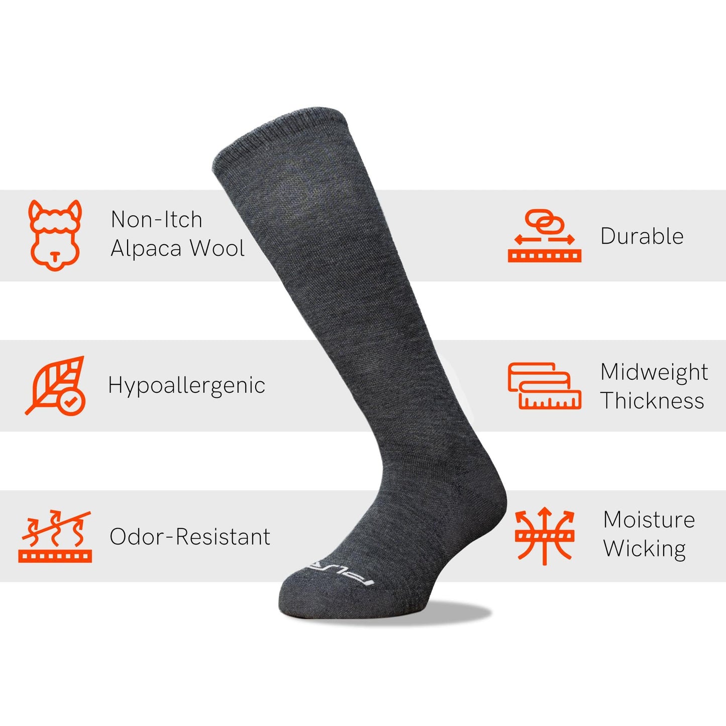 Pure Athlete Alpaca Ski Socks - Premium USA Made Genuine Alpaca Wool Padded Winter Skiing Snowboard Socks for Men and Women