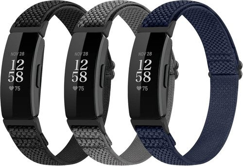 Fitbit Adjustable Elastic Nylon Sport Bands - Soft Stretchy Replacement Straps for Inspire 3/2/HR/Ace 2/3