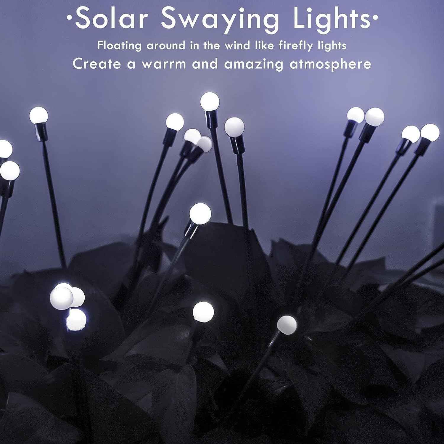 48 LED Solar Halloween Lights - 6 Pack Purple & Orange Waterproof Firefly Lights for Garden & Patio Decor