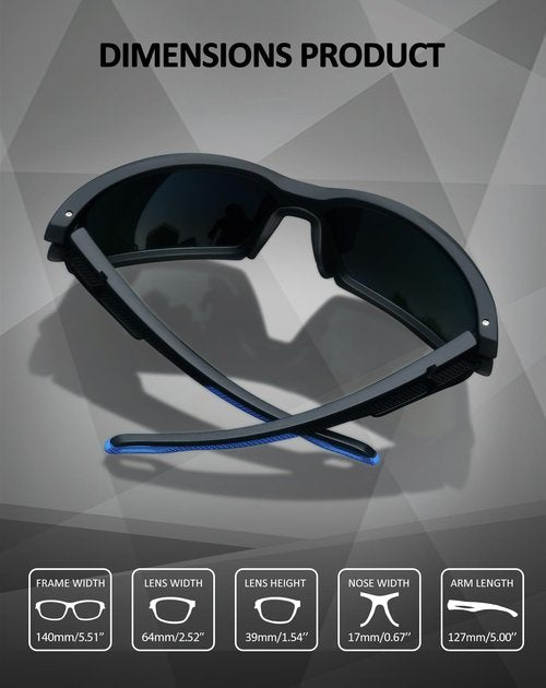 Joopin Blue Sports Sunglasses Polarized UV Protection Wrap Around Sun Glasses Shades for Women Men Running Driving
