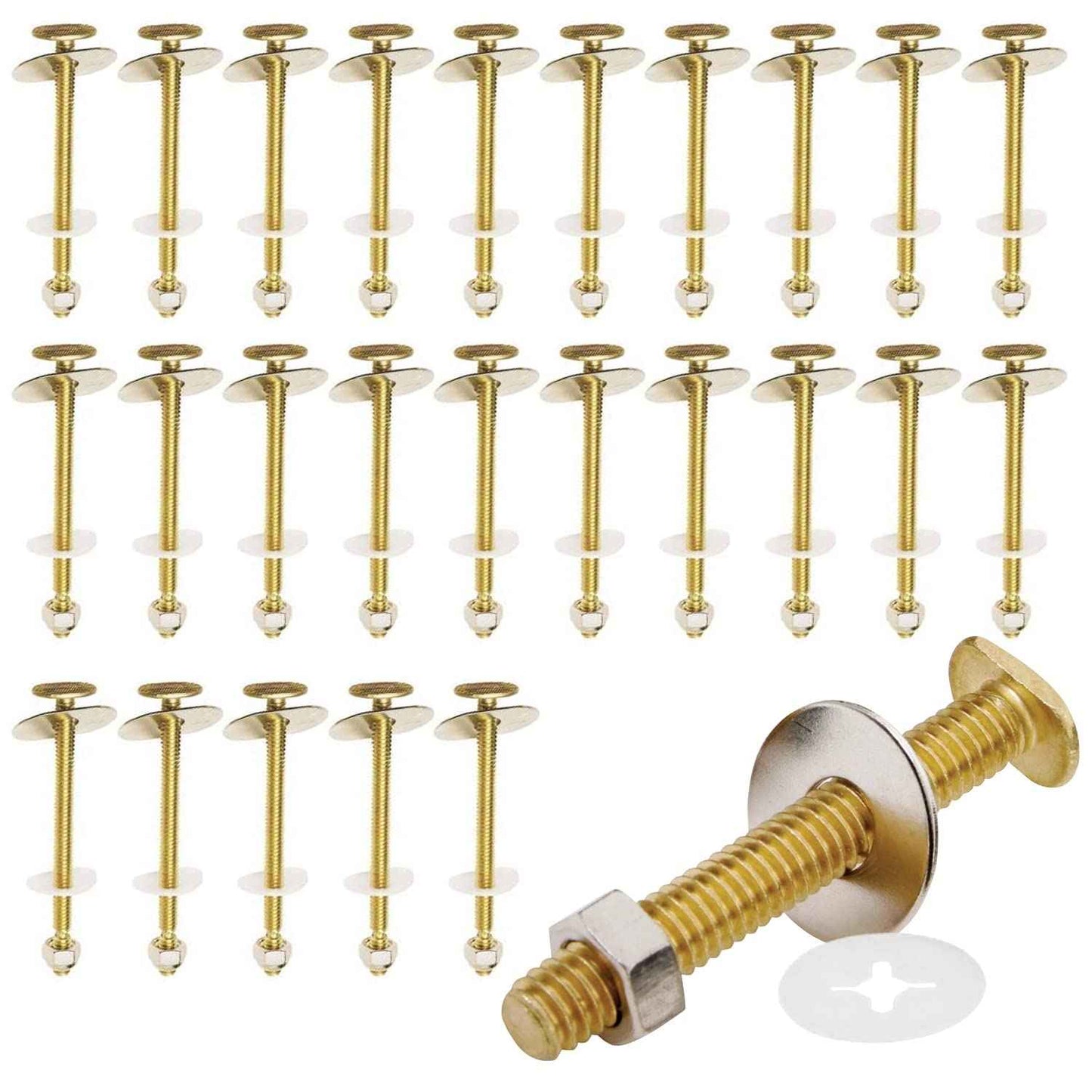Raven KCDC-36436-200 Brass Plated Closet Bolts with Nuts and Washers For Toilets, 1/4-inch x 2-1/4 inch, Pack of 200