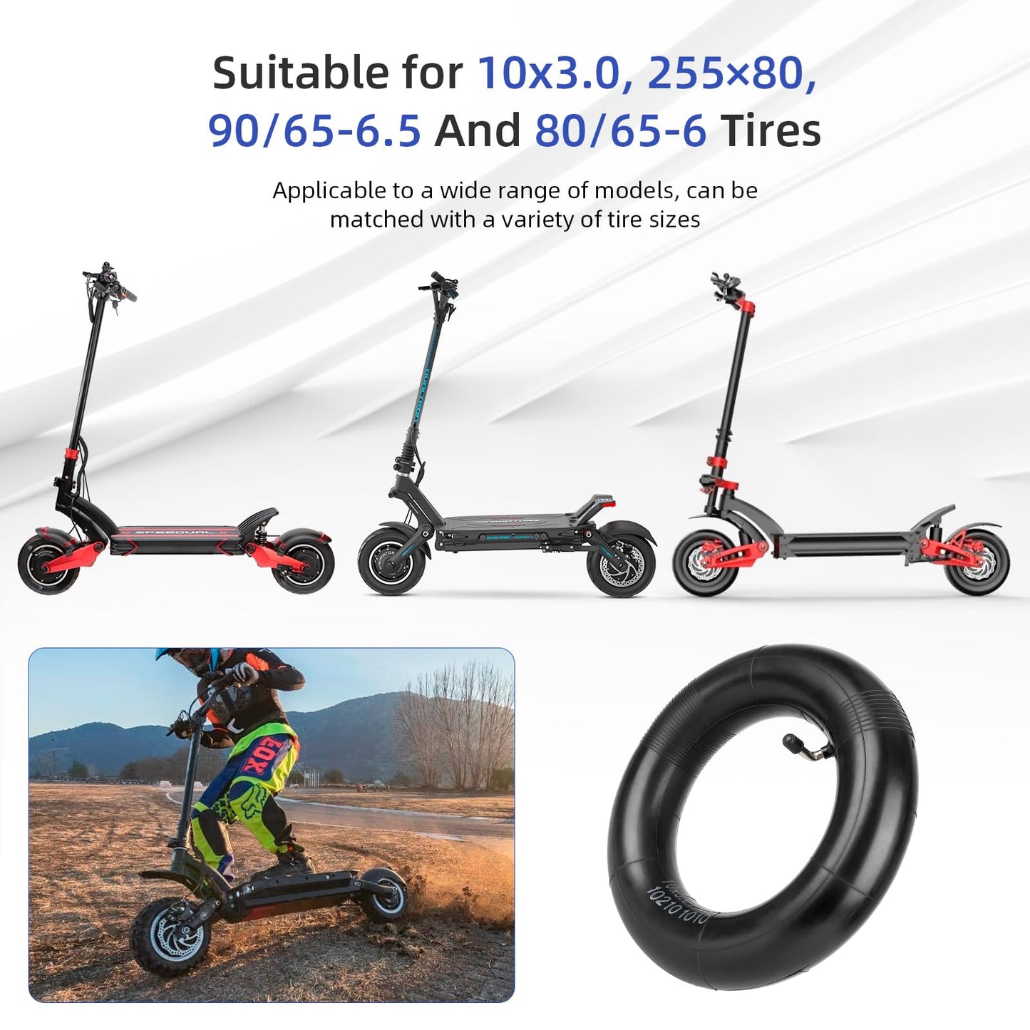 ulip 80/65-6 Scooter Inner Tube with 90 Degree for 255x80 /90/65-6.5/10 x 3 Tires Electric Scooter 10 inch Thickened Inner Tubes 2PCS