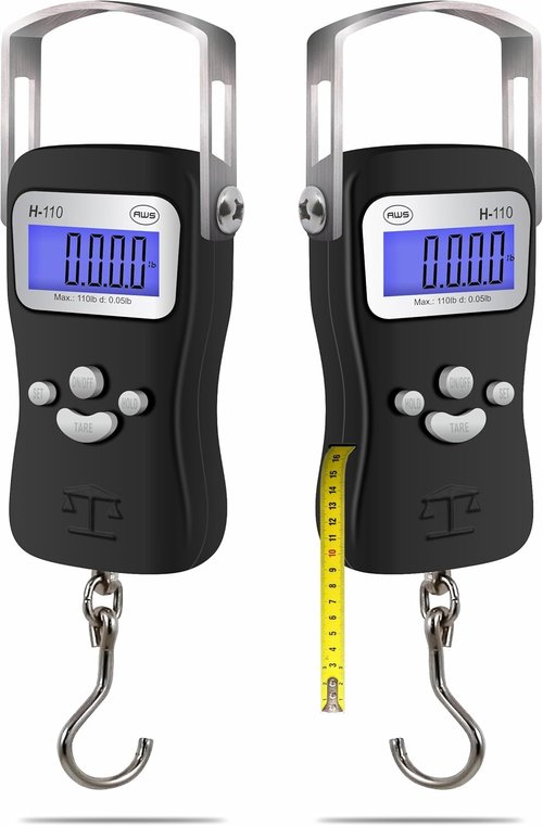 AWS Digital Luggage Scale - Heavy-Duty 110lb Capacity With Built-In Tape Measure | Ideal for Travel & Outdoor (Black)