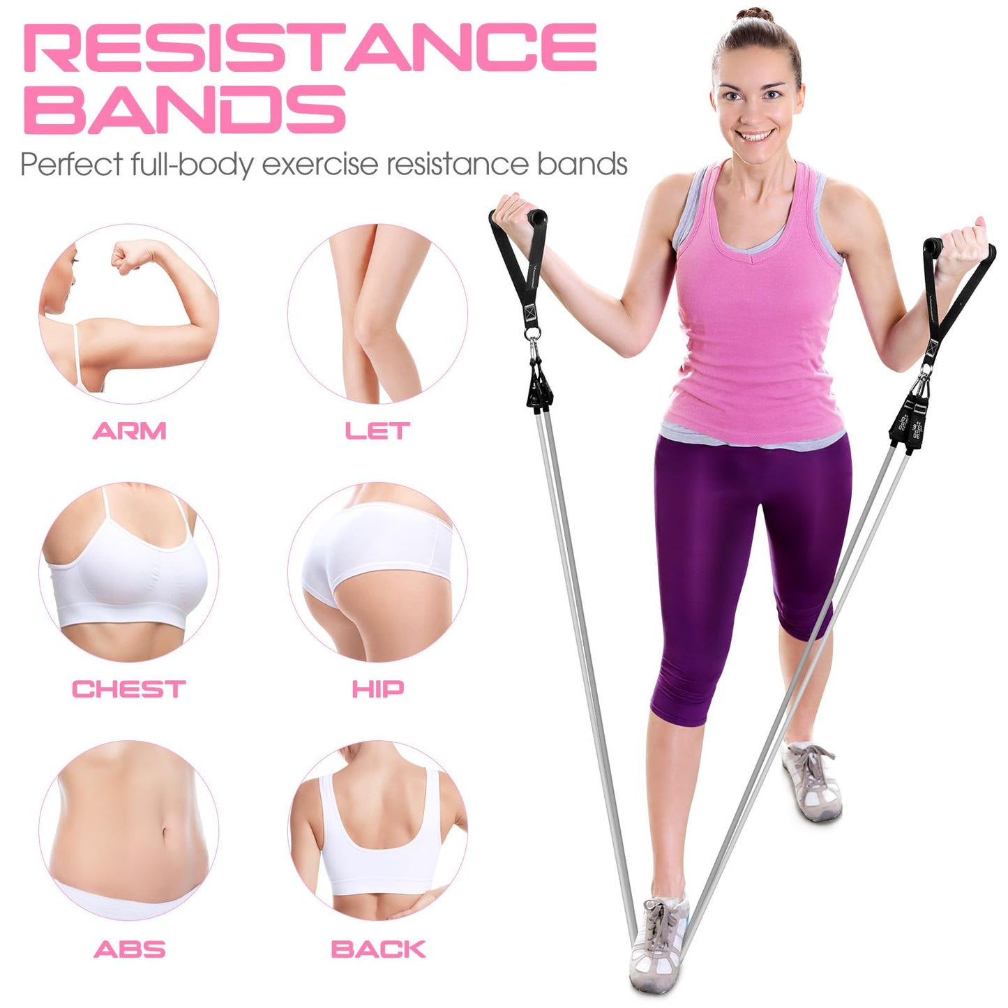 RENRANRING Resistance Bands for Working Out, 150LBS Exercise Bands, Workout Bands, Resistance Bands Set with Handles for Men Women, Legs Ankle Straps for Muscle Training