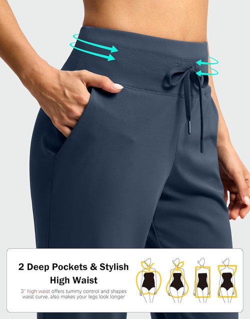 G Gradual Women's High Waisted Ankle Pants - 7/8 Athletic Style with 2 Pockets & Drawstring for Golf & Travel