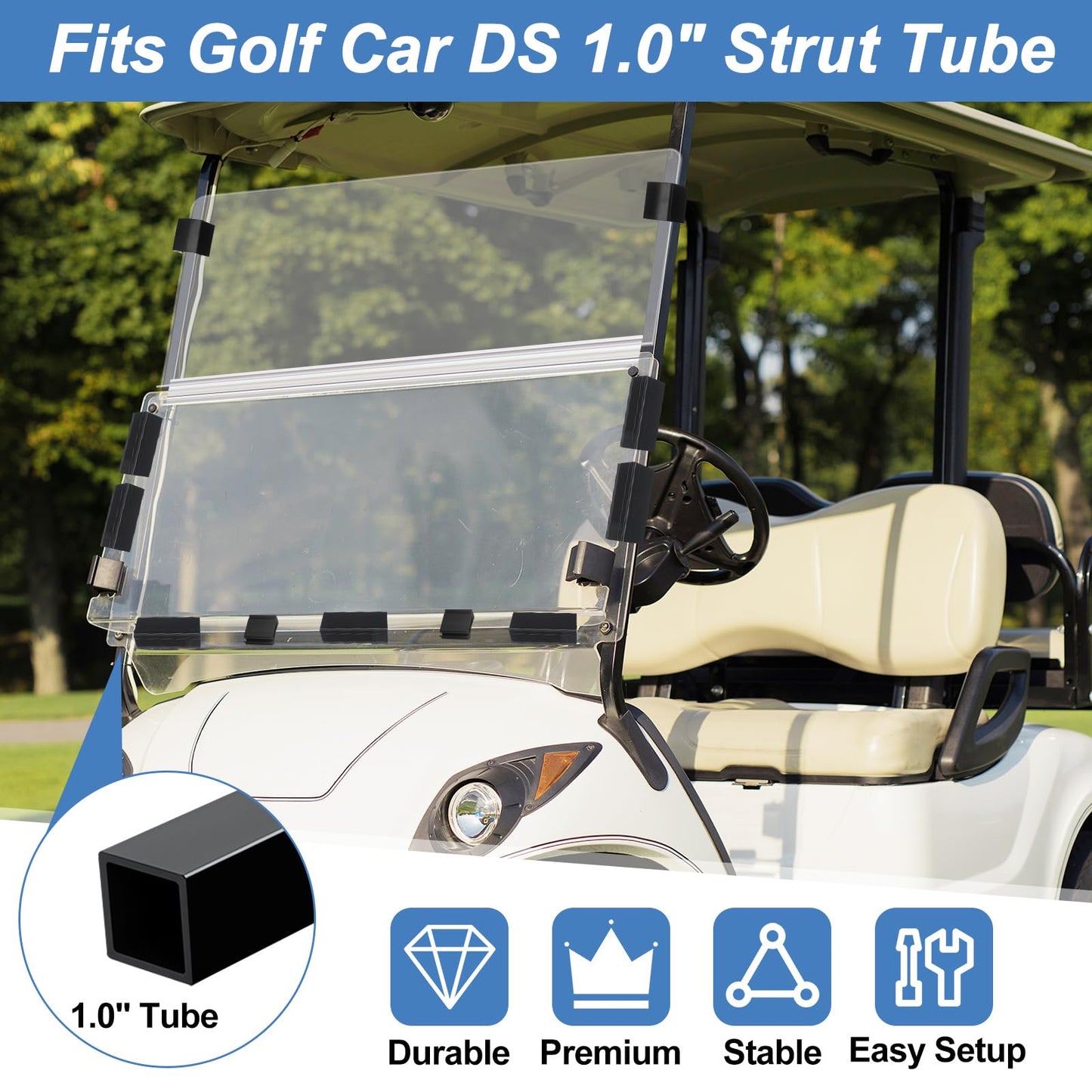 Maasechs 12 Pack Golf Cart Windshield Retaining Clips Kit Include 1 Pcs 48 Inch Clear PVC Living Hinge 11 Pcs Golf Cart Window Windshield Retaining Clips Kit for 1/4" Plexiglass Material