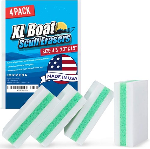 Impresa Boat Scuff Eraser - XL Marine Cleaner | Effectively Removes Marks from Fiberglass, Aluminum & More - 4 Pack