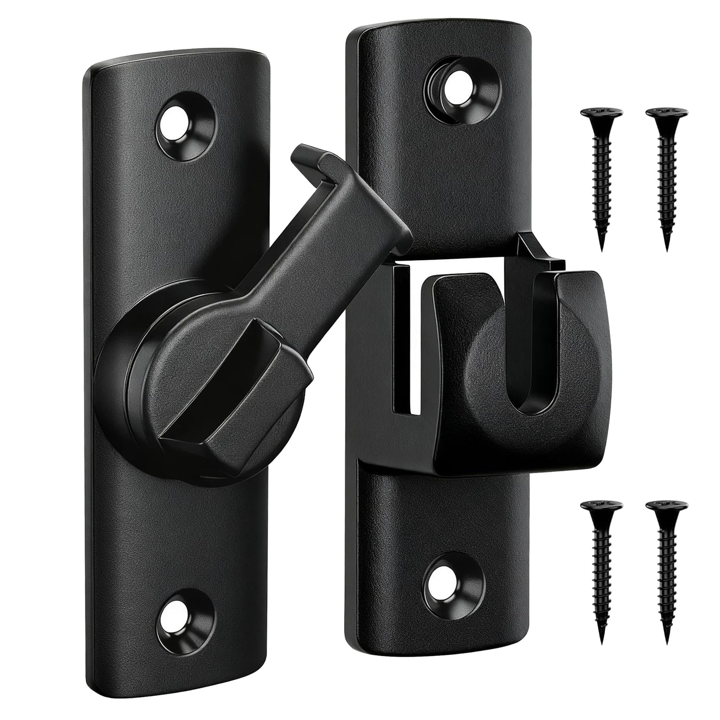 Upgraded Flip Door Latch, 90/180 Degree Heavy Duty Small Gate Lock for Safety and Privacy, Zinc Alloy Anti-Rust Latches for Barn Door, Sliding Door, Cabinet, Bathroom, Window Hardware (Black, 1PC)