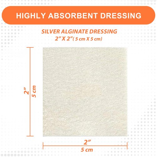 MedVance Silver Calcium Alginate Ag Sterile Highly Absorbent Dressing, (2" x 2") 5 dressings/Box, 5 Pack