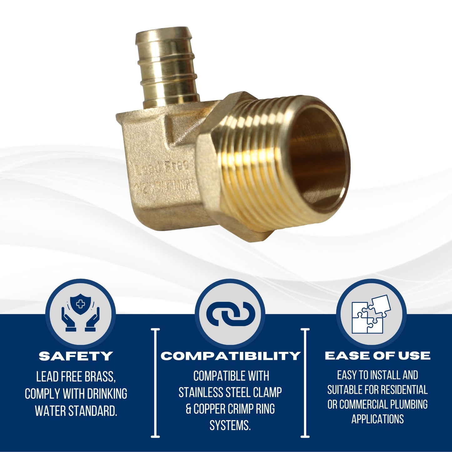 XFITTING Barb Crimp 1/2 Inch Pex X 3/4 Inch Male Threaded Elbow, 2 Pieces