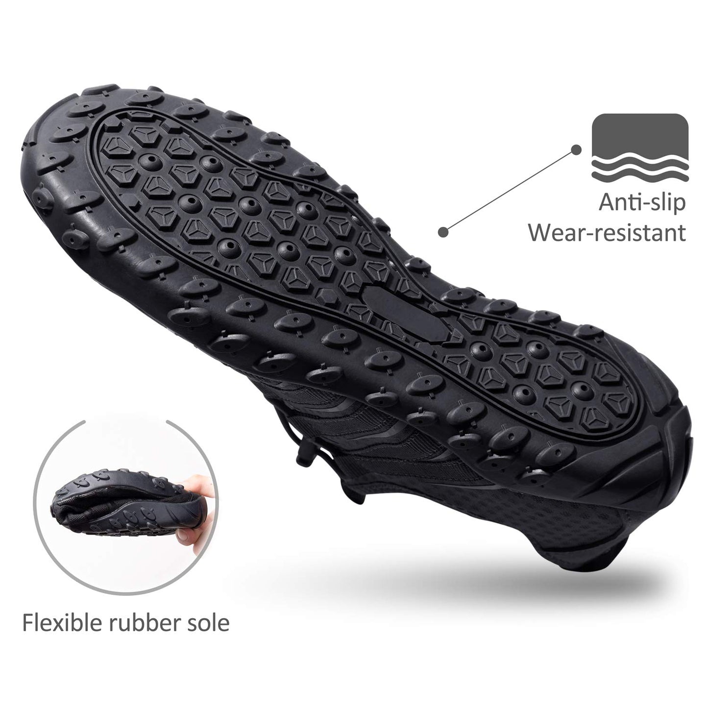 SEEKWAY Water Shoes Sports Quick-Dry Barefoot Aqua Beach Pool Lake Swim Boating Hiking Surfing Men Women 471-Black SP001
