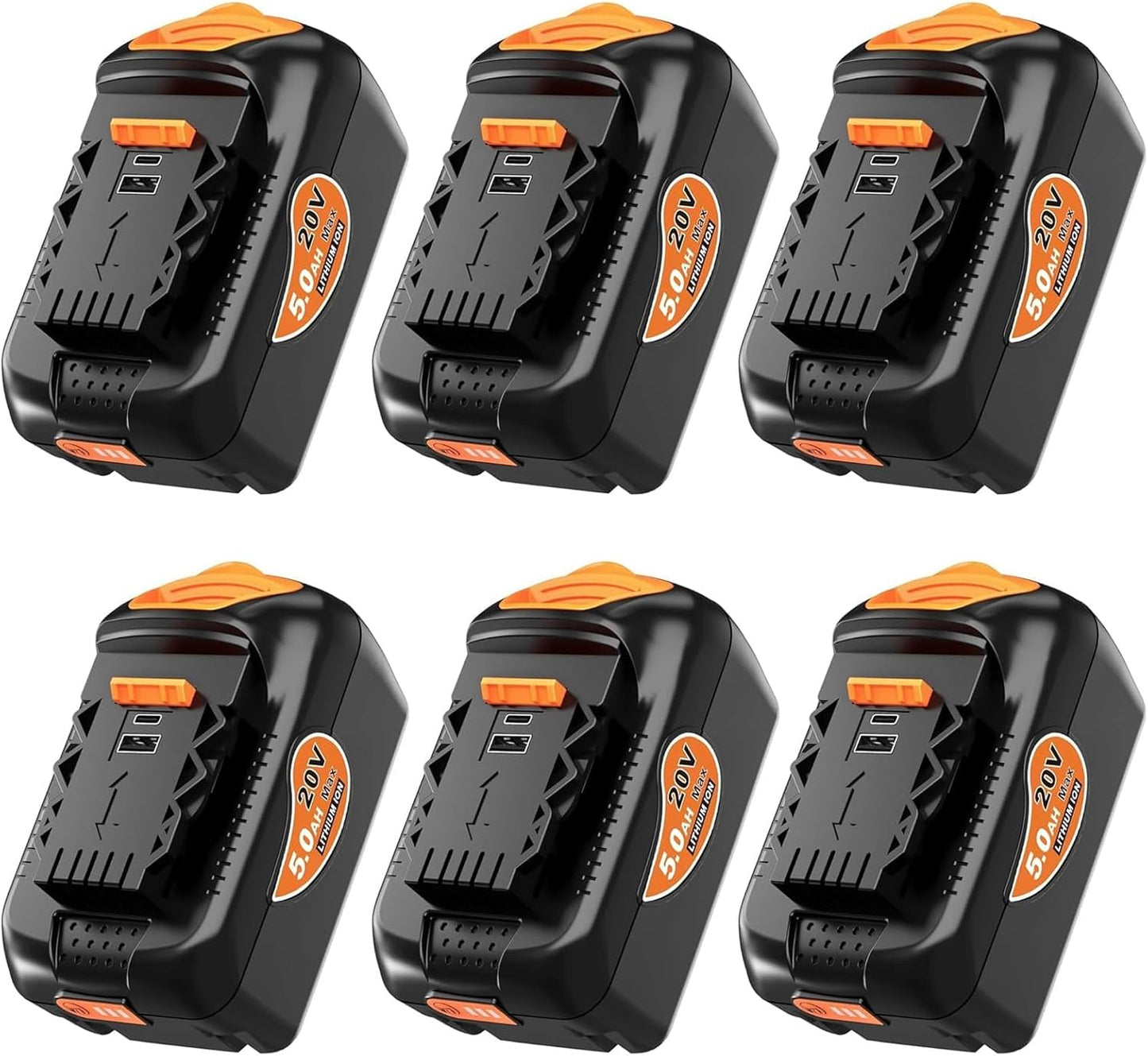 Dewalt 20V MAX 5.0Ah Lithium Ion Battery Replacement - 2-Pack with USB & USB-C Ports