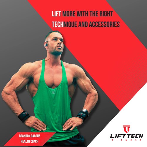 Lift Tech Fitness Weight Lifting Straps for Men & Women - Cotton Gym Straps for Weightlifting, HIIT, Strength Training - Pull up & Deadlift Straps - Black, One Size