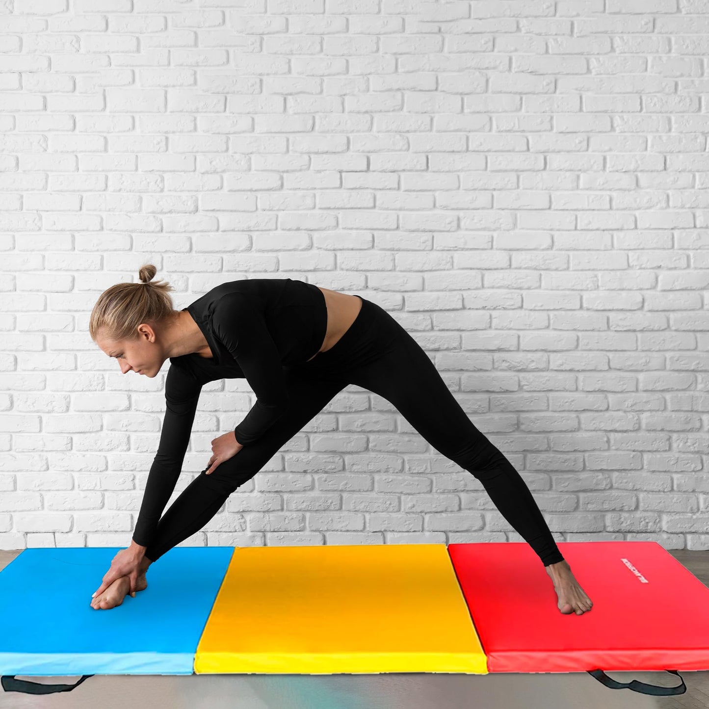 BalanceFrom 2-Inch Three Fold Folding Exercise Mat 6'x2' with Carrying Handles for MMA, Multi-Color