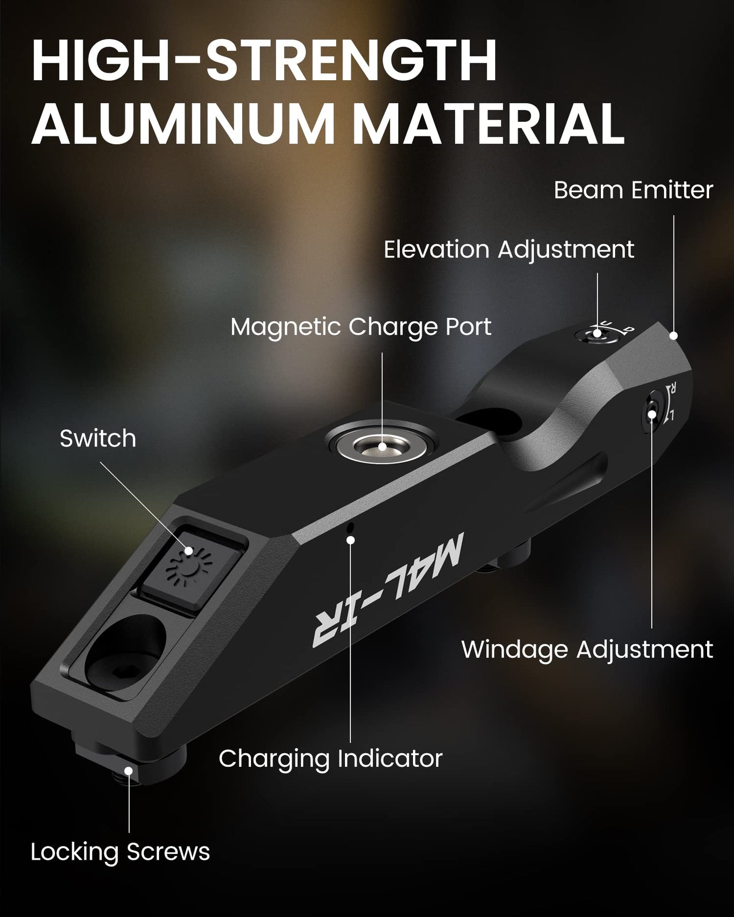 Votatu M4L- IR Laser Sight for Rifle Compatible with M-Lok Rail, Ultra Low-Profile Tactical Infrared Laser with Strobe Function Magnetic Rechargeable