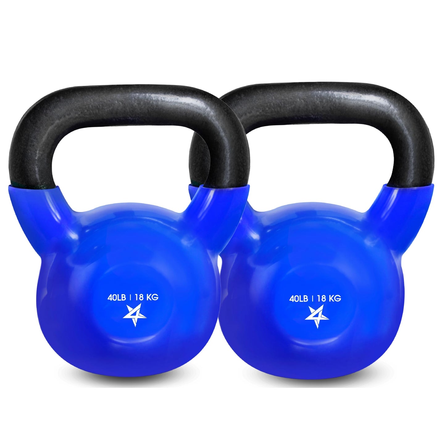 Yes4All Kettlebell, 40 lb Vinyl Coated Cast Iron Kettlebell Set of 2 for Home Gym Exercises, Heavy Weights Gym, Fitness, Full Body Workout Equipment, Push up, Grip, Strength Training - Blue