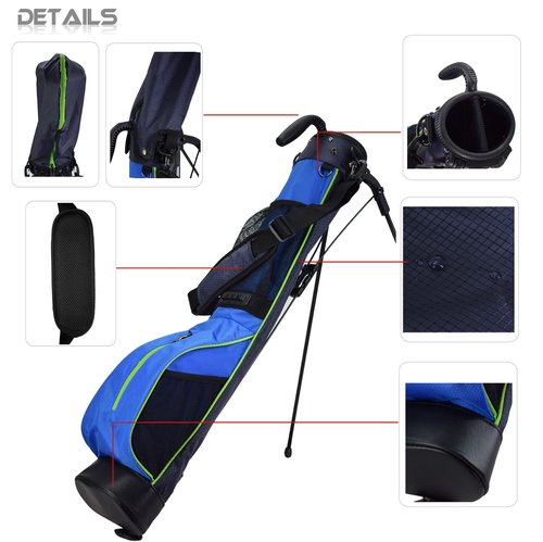 LAISUNTIM Golf Stand Bag Retractable, Portable Golf Bag with 2 Way Divider and Dual Straps, Waterproof Wear-Resistant Durable Fabric Golf Bag for Women and Men (Blue)