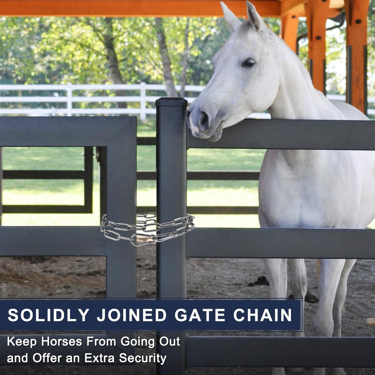 2 Pack Outdoor Fence Gate Chains, 5/32 x 36 Inch Mental Chain Fence Lock with Spring Hooks Easy to Open and Close, Silver Safety Gate Chain Link for Livestock, Ranch, Barn Urkupoo (Extended)