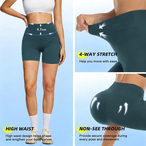 FULLSOFT High Waisted Biker Shorts for Women - Tummy Control Fitness & Yoga Shorts | 5" Inseam