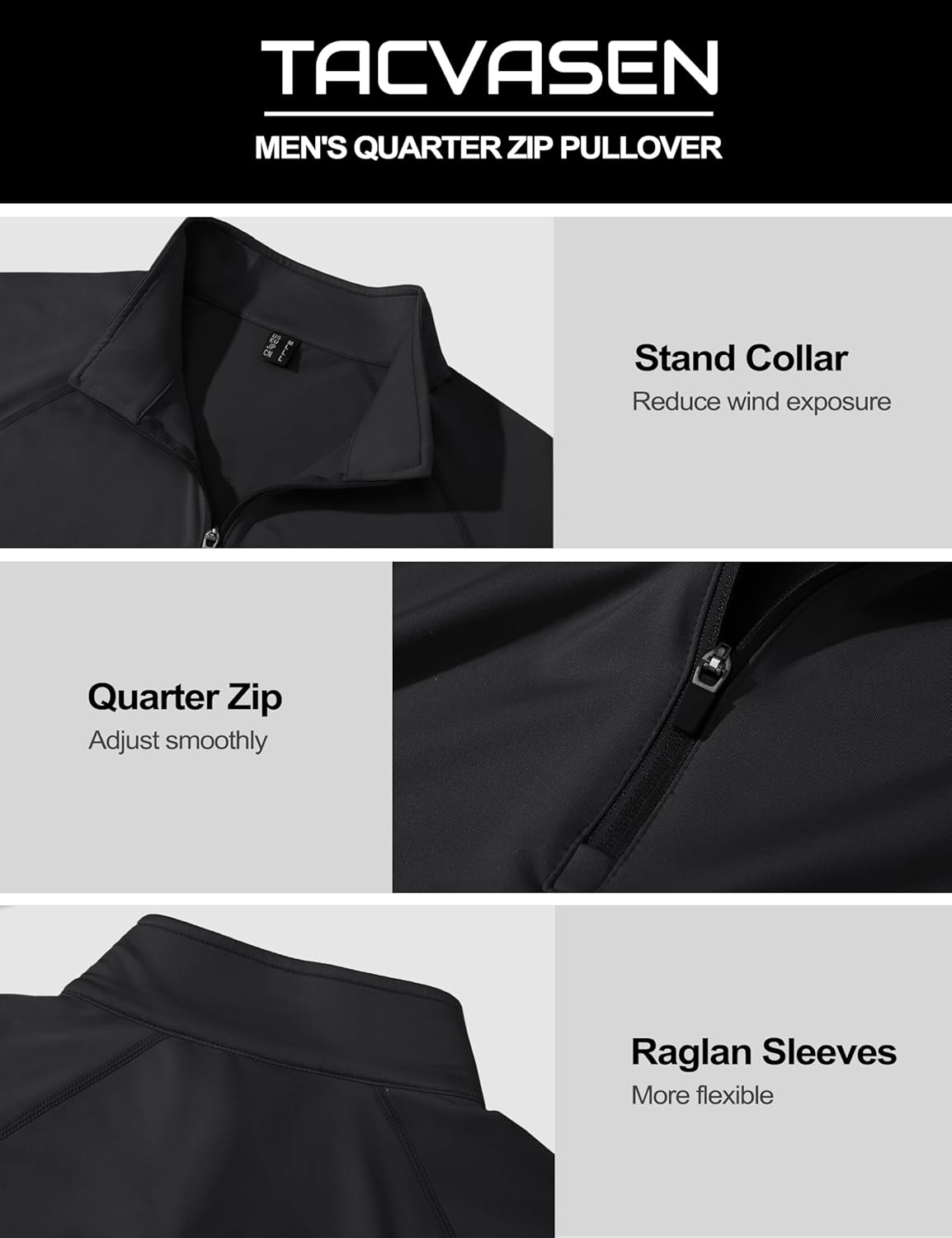 TACVASEN Men's Quarter Zip Pullover | Warm Fleece Lined Thermal Golf Shirt - Long Sleeve Winter Wear