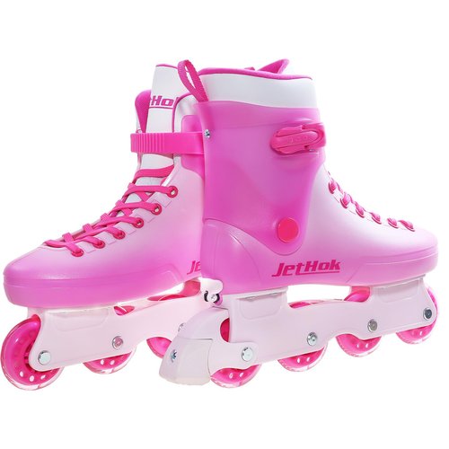 JetHok Inline Skates for Women Girls Adjustable Size, Inlineskates Removable Brake, ABEC-7 Bearings, for Outdoor Indoor Skating Fuchsia Rose Red (Barbie Pink, L,Women's US Size 4 5 6 7)