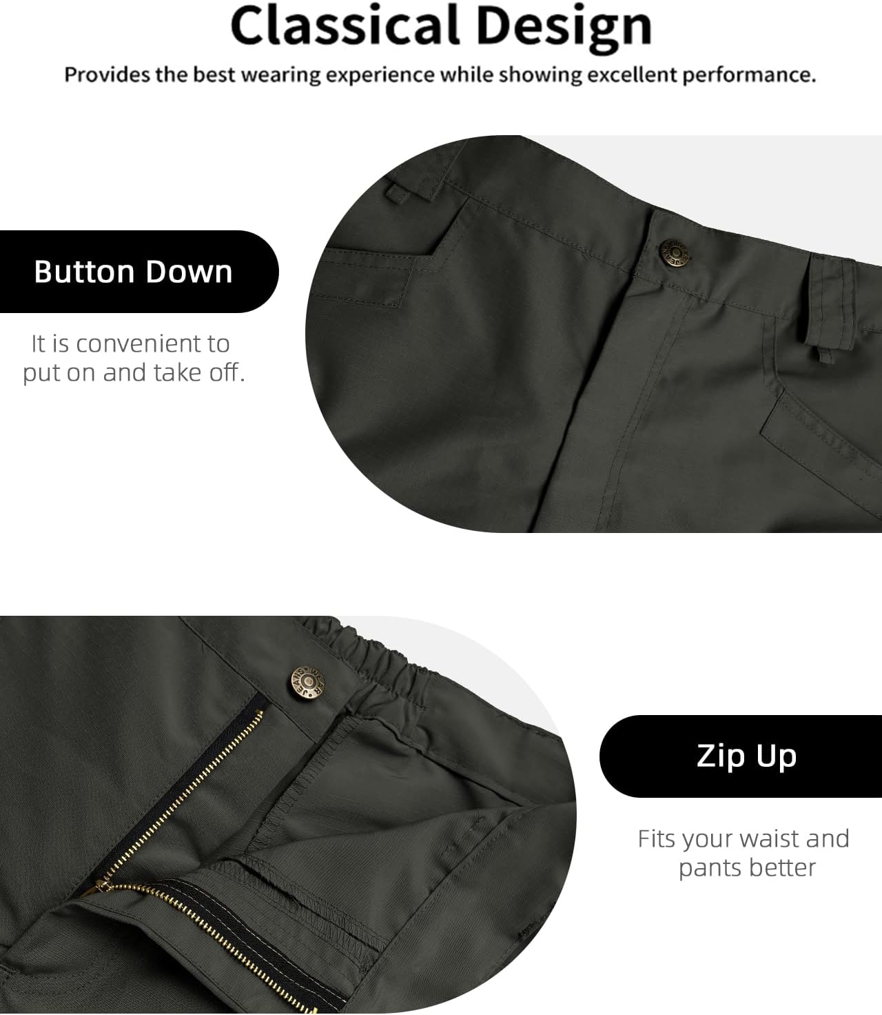 Whox Men's Hiking Cargo Shorts - Tactical Waterproof Design with 6 Pockets for Work & Outdoor Activities