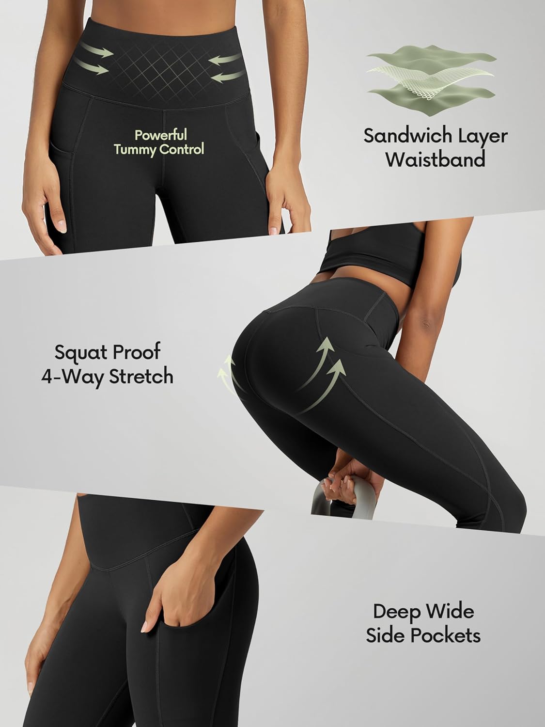 ODODOS Women's High Waisted Yoga Capris - Tummy Control, Non-See-Through Workout Leggings | Pockets Included