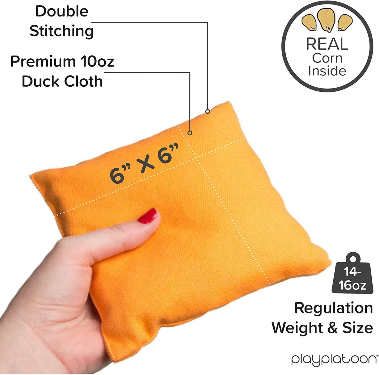 Play Platoon Pro Cornhole Bags - Set of 8 Professional Dual-Sided Slick & Sticky Competition Bags