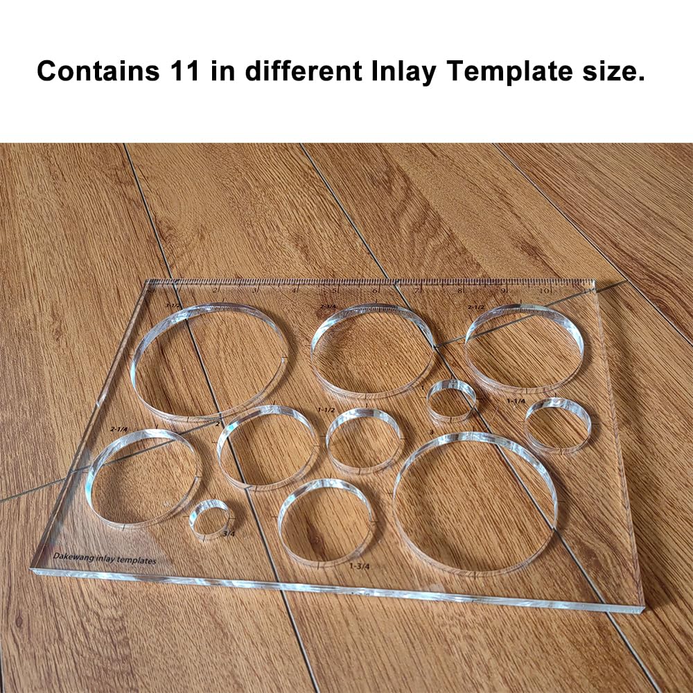 Dakewang 11 * 8 * 0.29 inches Router Templates for Woodworking, 11 in 1 Router Jig Circle Inlay Templates Decorative, Circle Jig Router Template.(Circle Template)