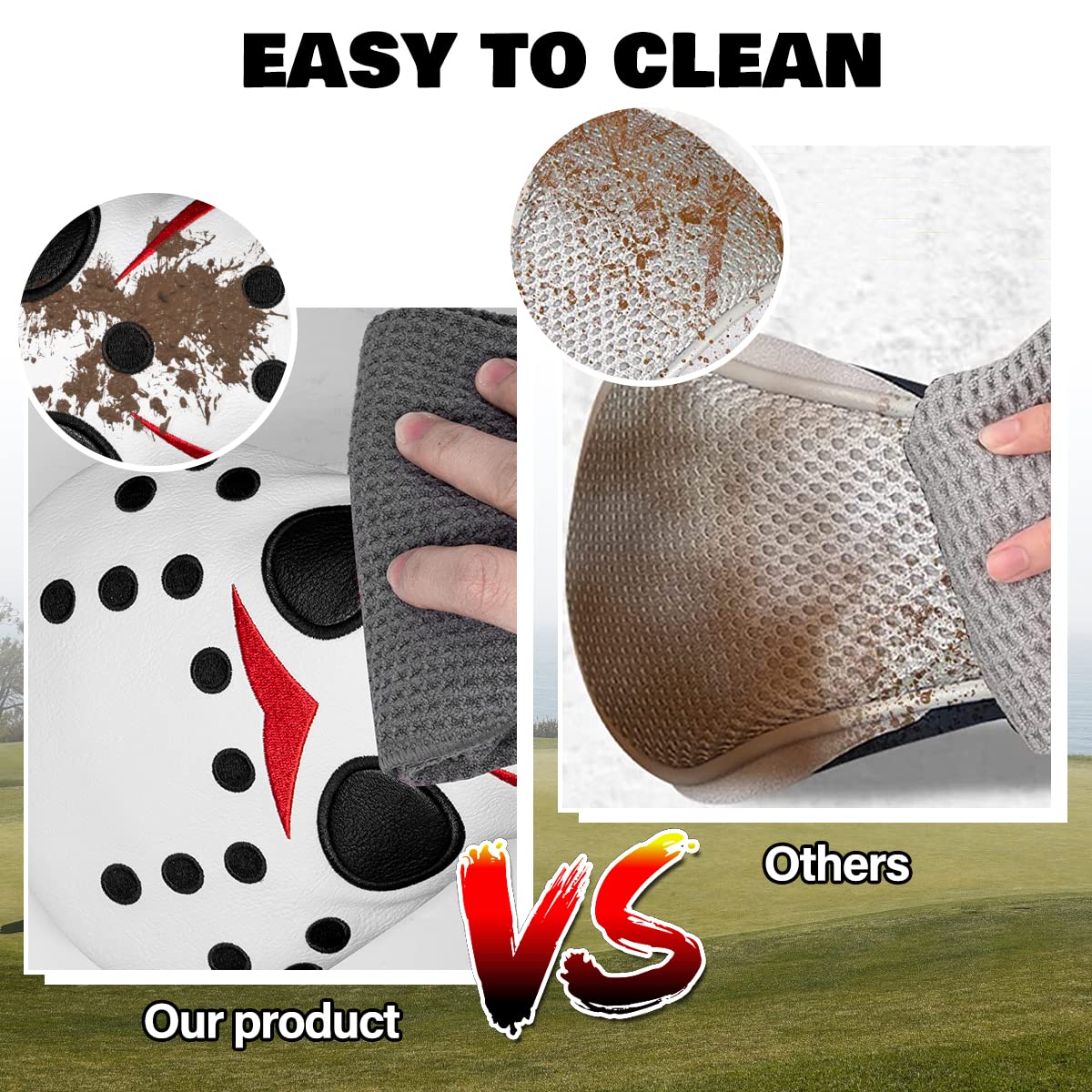 BAIRBRE Golf Hybrid Covers Field Hockey Mask Embroidery Golf Club Covers Leather Hybrid Headcovers Golf Headcover for Most Brand