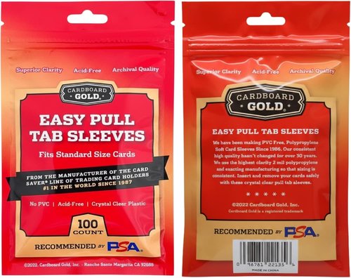 Cardboard Gold 2-Mil Tabbed Sleeves - Archival Safe Design for Card Saver 1 & Toploader | 100 Count