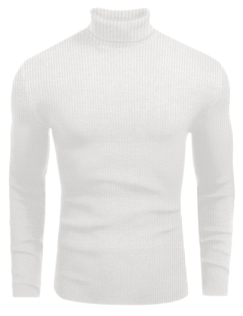 Ekouaer Mens Turtleneck Shirts Ribbed Lightweight Sweater Long Sleeve Casual Pullover Thermal Undershirts White M
