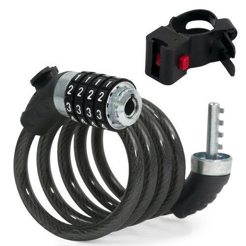 Five Oceans Bike Lock Cable, Combination Anti Theft Bike Locks Heavy Duty, Security Resettable Bicycle Lock with Mounting Bracket, 4 Feet Long for Bike, Motorcycle, Bicycle, Door, Gate, Fence - FO3957