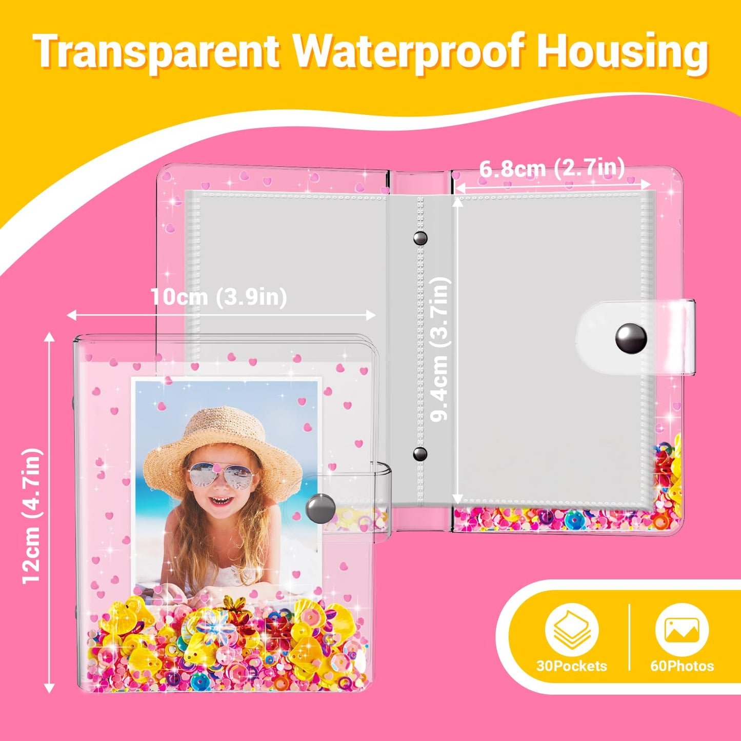 Small Photo Album 2x3 for Instax Mini Series Instant Film, 3 Inch Mini Photo Album for Polaroid Snap, SocialMatic Instant Cameras & Zip Printer, Gift for 3~10 Year Old Girl(Holds 60 Photos)